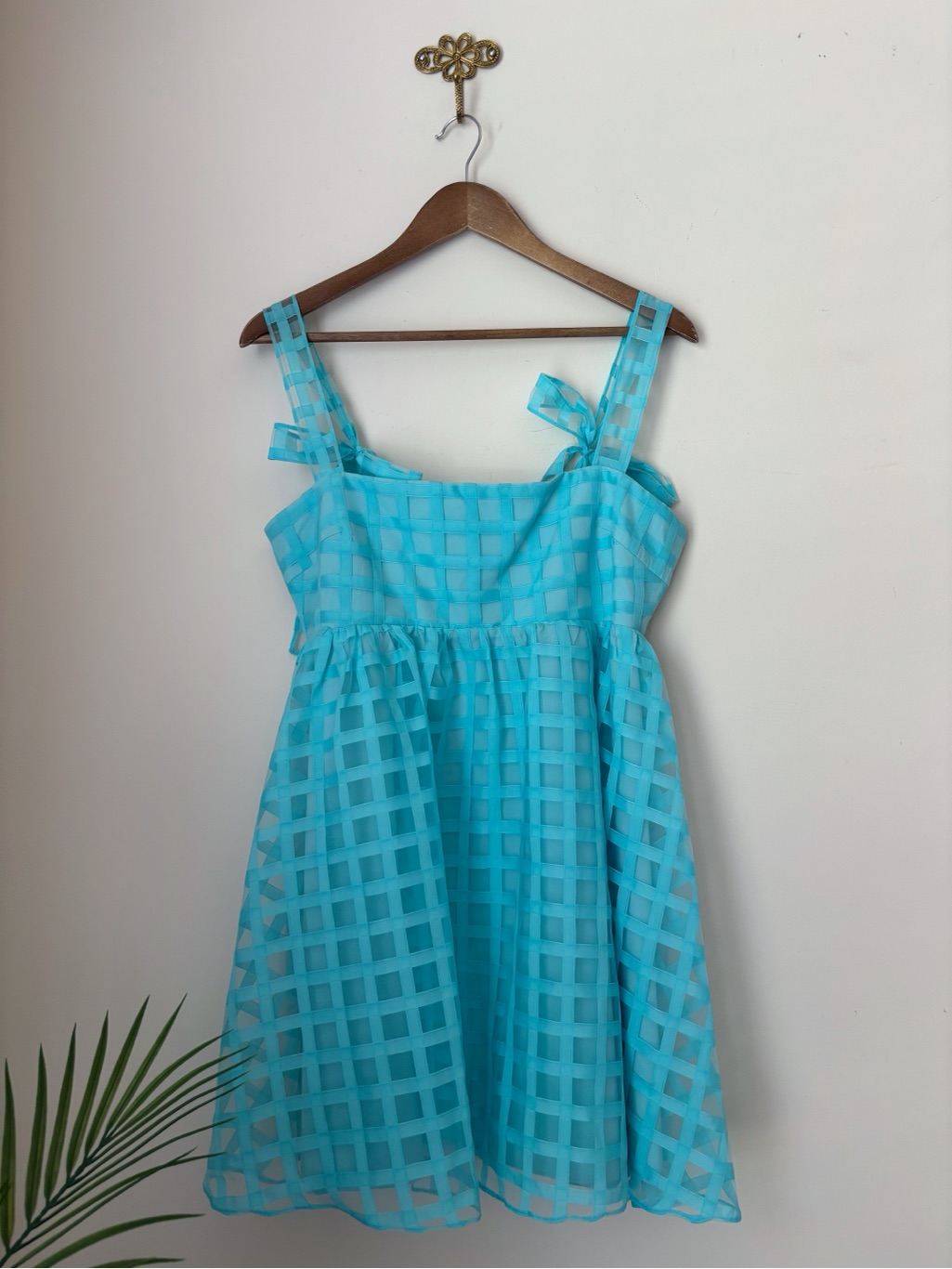 Amanda Uprichard Blue Check Russo Mini Dress Large Summer Party